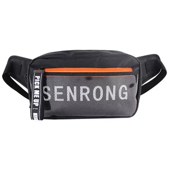 

Print Letter Waist Bag Waterproof Fanny Pack Men Chest Phone Pouch Outdoor Sports Bag Black Trip Shoulder Bag Belt Bag