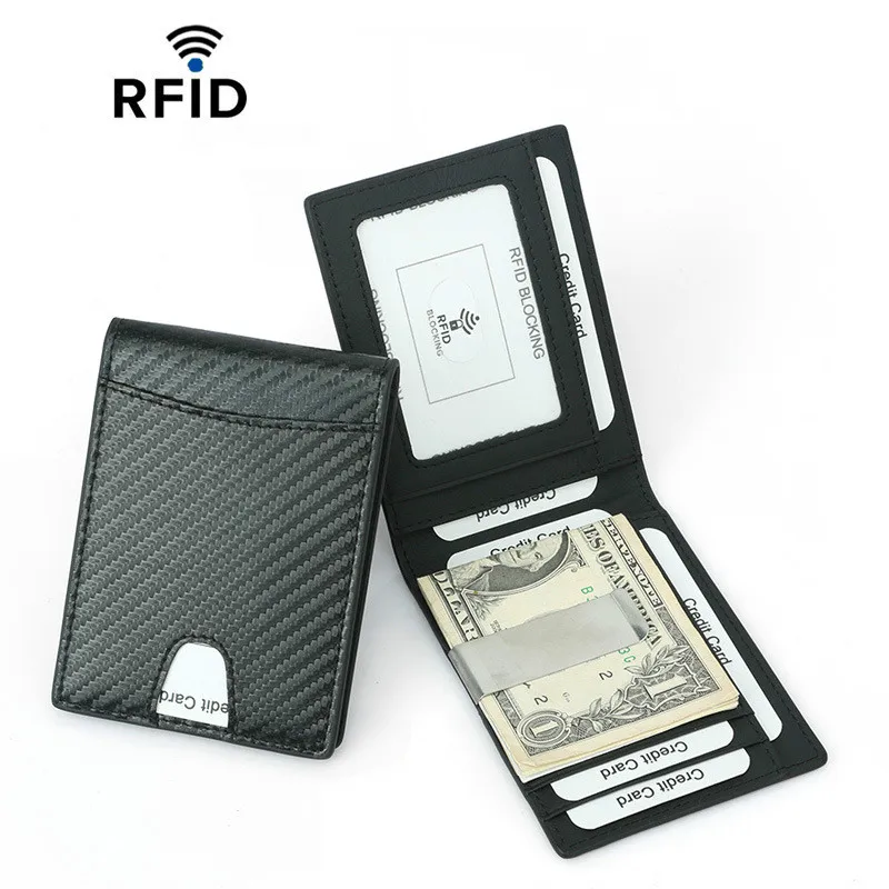Новая мода Черный углеродного волокна вид зажим для денег RFID Блокировка