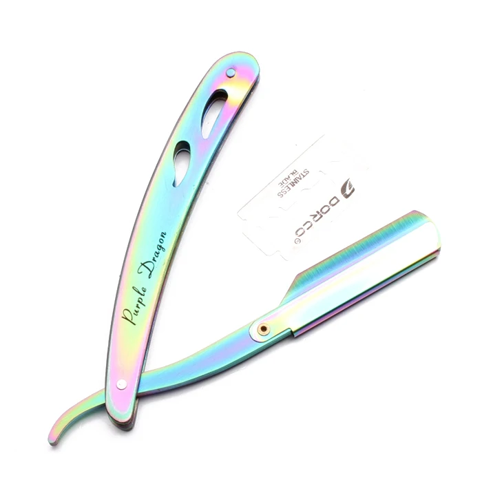 14*2 см, 1 шт., фиолетовый дракон, Профессиональный парикмахерский стальной складной нож для бритья, инструменты для удаления волос, бритва+ лезвие Z6102 - Цвет: Z6102 Cai 1Pcs