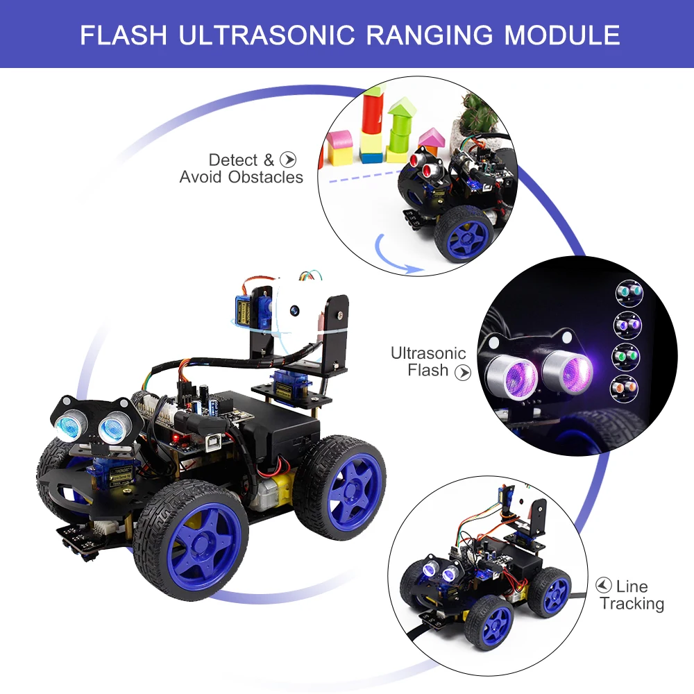 UNO R3 Smart Robot Car Kit Wifi Camera Remote Control STEM Education Toy Car  Robotic Kit for Arduino Learner Support Scratch