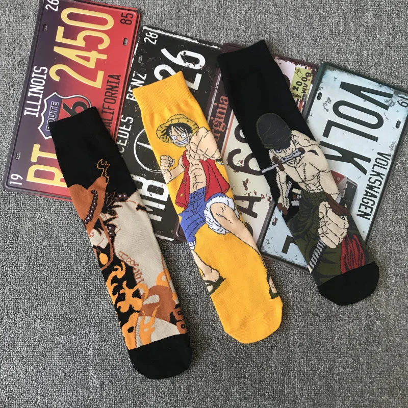Аниме цельные носки весенние хлопковые Luffy Ace Мультяшные взрослые мужские