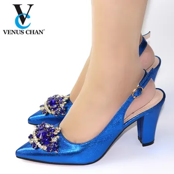 

New Arrival Luxury Sandals Women Nigerian African Party Shoes Decorated with Rhinestone Slip on High Heels Women Wedding Pumps