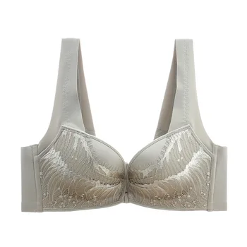 

Dark Perfume Spring And Summer New Small Chest Gathered Front Buckle Bra Lace Vest Style Lingerie Sexy Beautiful Without Steel r