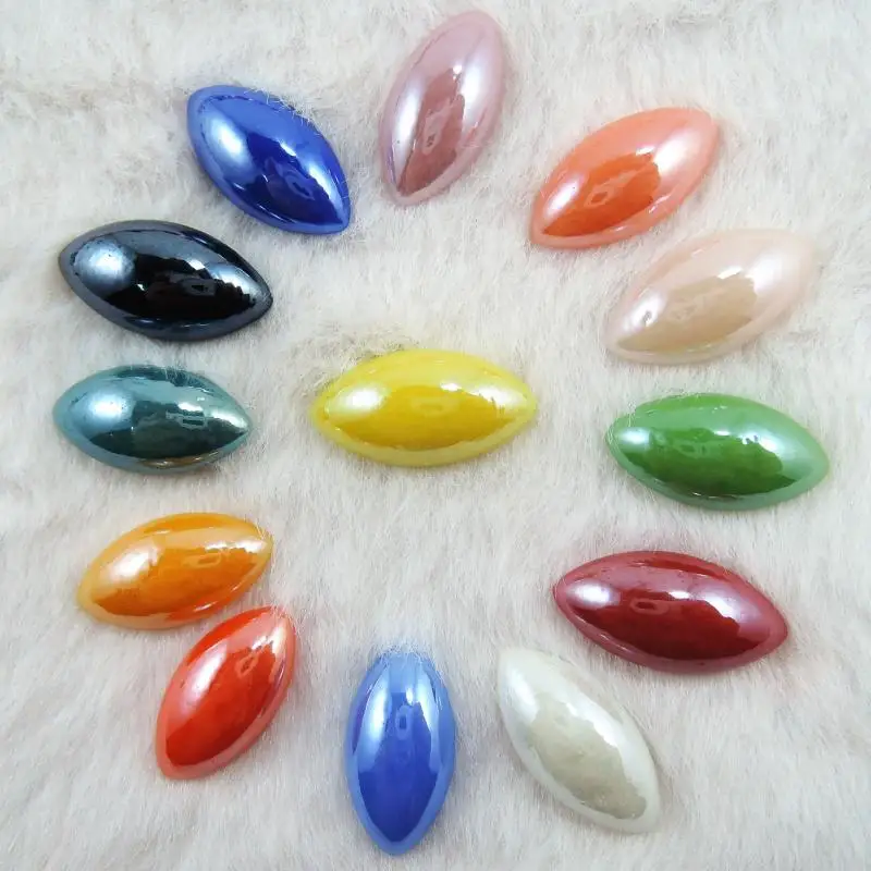 9*18/7*14/6*12-3*6MM Gemischte Farben Gewölbtem Flatback Halbe Glas Keramik Marquise shiny Cabochon für DIY telefon Schmuck Machen Handwerk