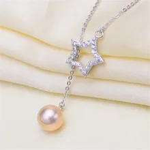 

DIY pearl accessories 925 silver Blank pearl Sets of Chain Setting Base empty pendant chain with
