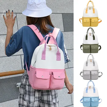 

Women Backpacks Color matching Mummy bag zipper leisure bag learning bag large capacity travel bag backpack Female Mochila Au26