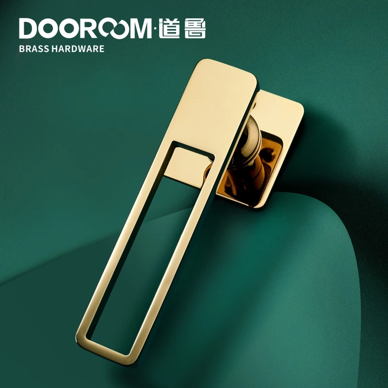 Дверной рычаг из латуни Dooroom ультратонкий бесшумный Модный черный золотой