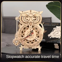 161pcs Creative DIY 3D Owl Clock Wooden Model Building Block Kits Assembly Toy Gift for Children Adult LK503 Home Decor