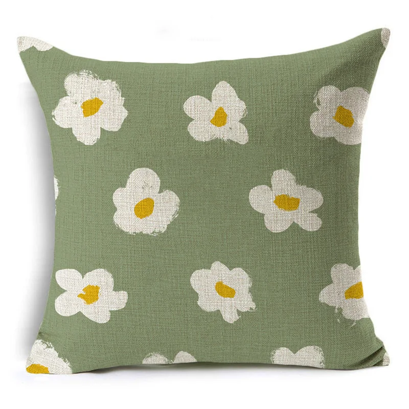 Leaf green decorative cushion cover flower pillowcase car sofa decorative pillowcase household pillow 45 x 45 cm 