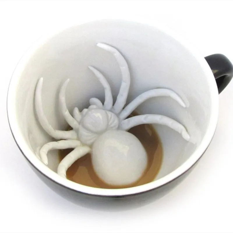 

325ML Funny Coffe Mug Cute Animal Travel Cup Spider Dinosaur Ceramic Mug for Milk Beer Tea Tumbler Gift for Birthday Halloween