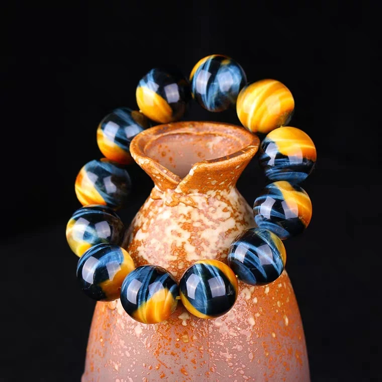 

Natural Gold Blue Tiger's Eye Gemstone Round Beads Brazil Crystal Stretch For Man Woman Bracelets 10mm 12mm 14mm 16mm 18mm AAAAA