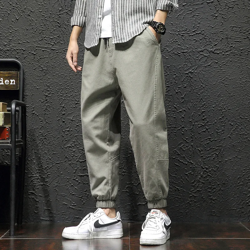 

2020 Spring New Style Japanese-style Black Wall Large Size Beam Leg Solid Color Capri Casual Pants Hk20022-