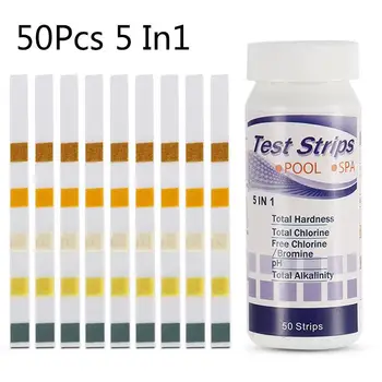 

2 Sets 5In1 Swimming Pool Water Test Strips Chlorine Alkalinity PH Level For Total Hardness, Total Chlorine, PH Value