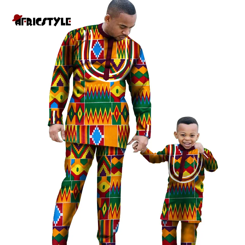 Костюм для родителей и ребенка в африканском стиле, повседневная праздничная одежда, семейный костюм в африканском стиле