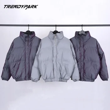 

Men's Winter Warm Down Jacket Coat Parka 2020 Silver Grey Solid Thick Hooded Padded Streetwear Windbreaker for Men Clothing