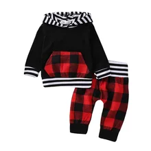 Одежда для новорожденных мальчиков Комплекты для малышей модные толстовки с капюшоном для маленьких мальчиков длинные штаны комплект одежды для малышей, Рождественский костюм, D20