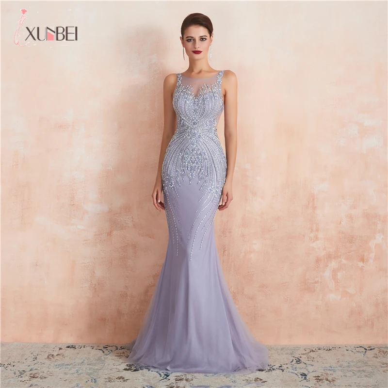 Robe De Soire, Новое поступление, вечерние платья русалки, длинные, с вырезом лодочкой, на молнии, официальные платья, реальные фотографии - Цвет: Light Purple