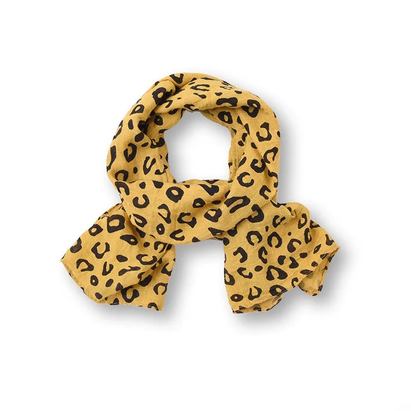 Детский шарф для девочек; Индивидуальный шарф; хлопковый и льняной теплый шарф с леопардовым принтом для зимы; новое поступление