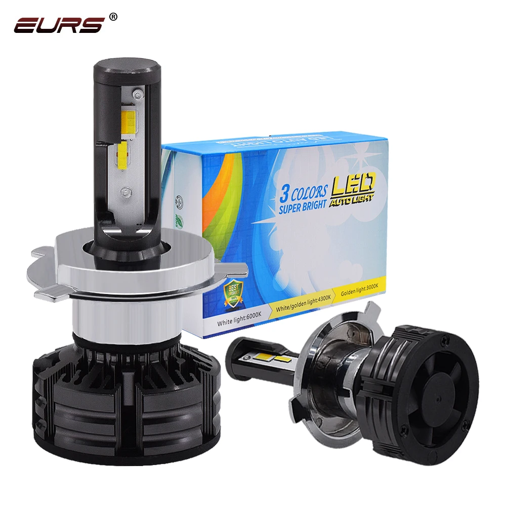 

EURS H11 Led H4 H7 4300K 3000K 6000K Car Headlamp 9005 9006 9012 60W 9000LM Three Color Temperature with Flash and Strobe