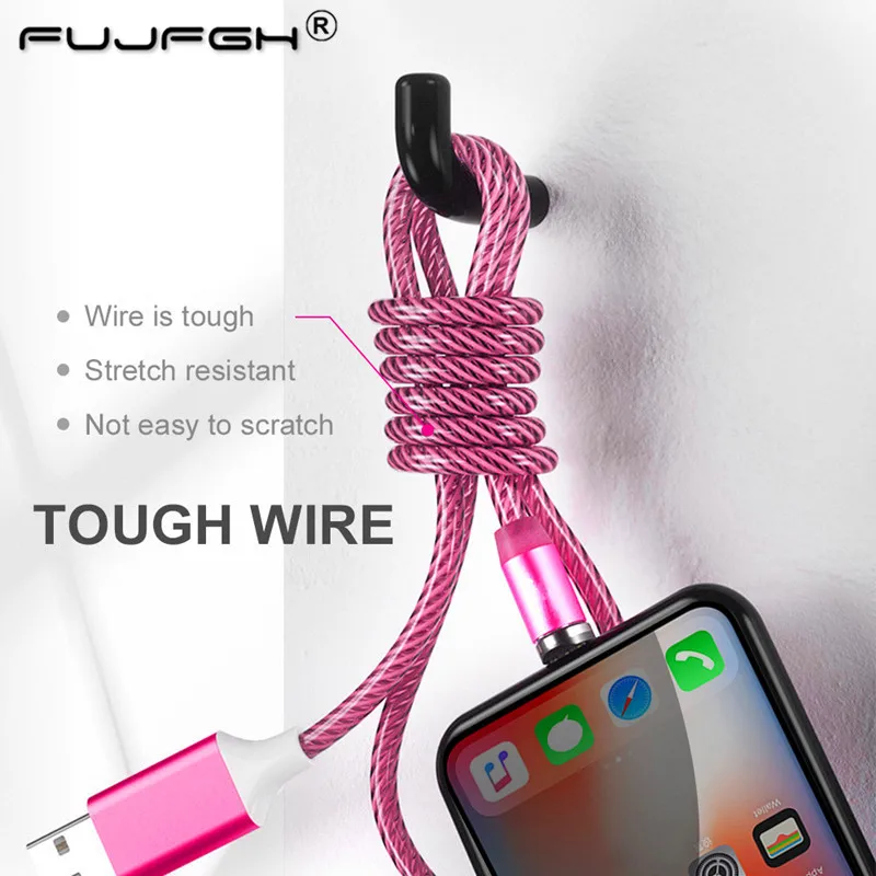 Светодиодный магнитный usb-кабель для зарядки Micro usb type C, Магнитный зарядный Шнур для iPhone, samsung, Xiaomi, быстрый Магнитный кабель для мобильного телефона