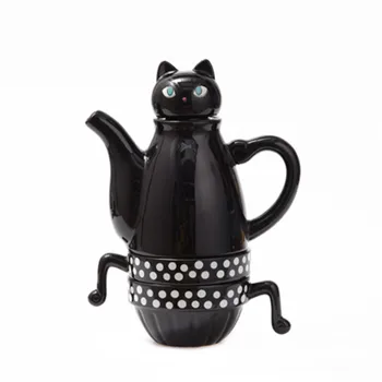 

Stereoscopic Egyptian Cat Tea Set Coffee Shop Make Tea Ceramics Tea Cup Kettle Set Creative Heat-resistant Cup X4843