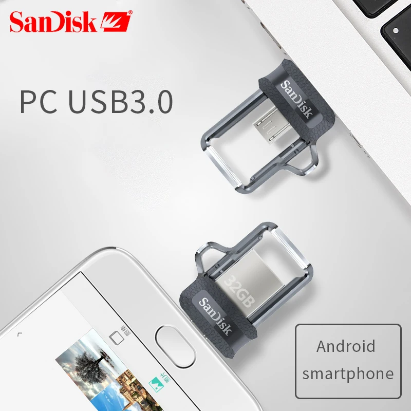 sandisk sdd3 экстремально высокая скорость 150 м/с двойной OTG USB флеш-накопитель 64 Гб 128 ГБ 32 ГБ 16 ГБ флеш-накопитель USB3.0 Флешка Подлинная