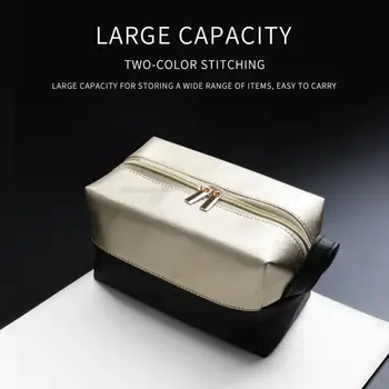 

Black Gold Lychee Print Makeup Brush Bag Pouch Toiletry High Capacity Waterproof Portable Cosmetic Bag