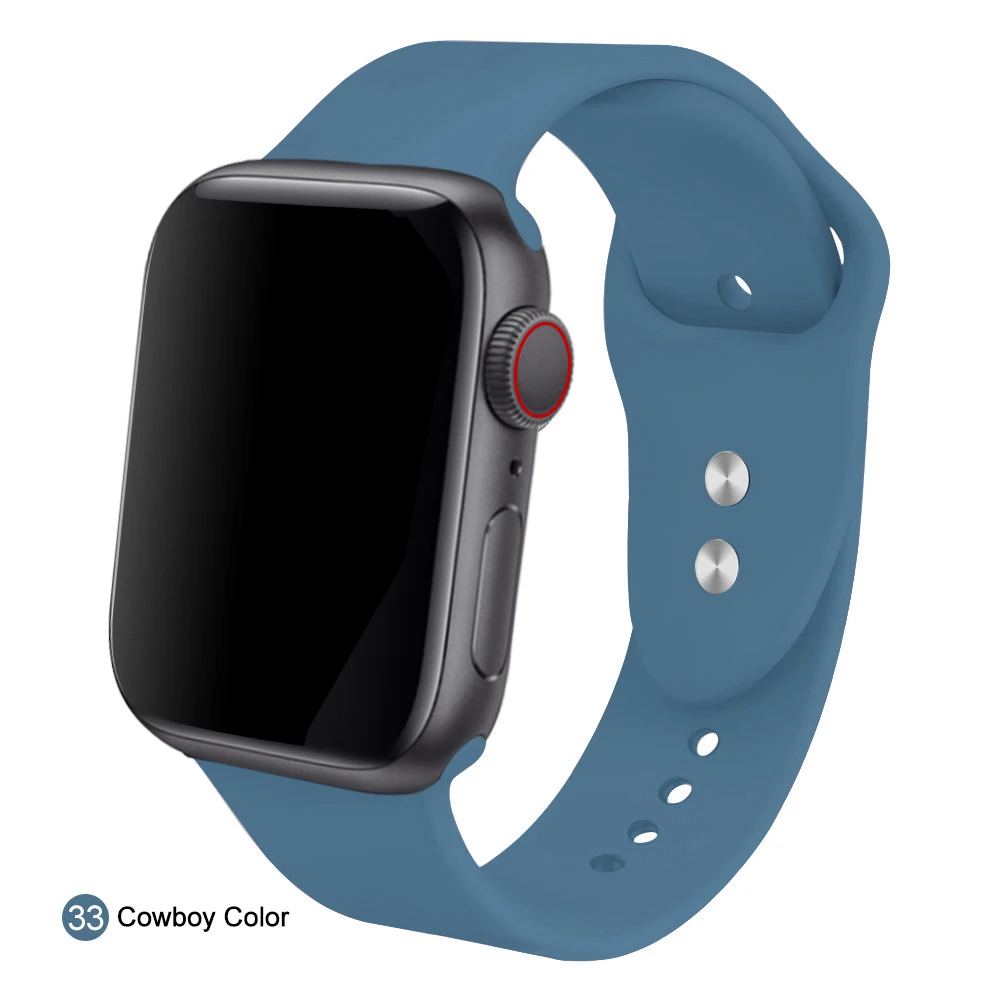 Ремешок для часов для Apple 38 мм 42 мм iWatch 5 ремешок 44 мм 40 мм Ремень спортивный силиконовый браслет часы аксессуары для Apple 5 4 3 2 1 - Цвет ремешка: 33