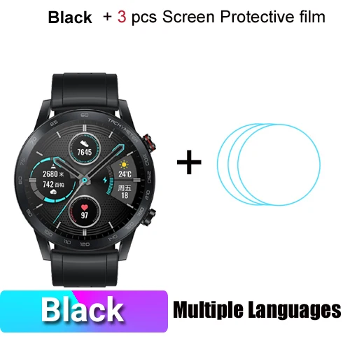 black n film3 HONOR Magic Watch 2, умные часы с Bluetooth 5,1, умные часы, кислород крови, 14 дней, телефонный звонок, частота сердечных сокращений для Android iOS - Цвет: black n film3