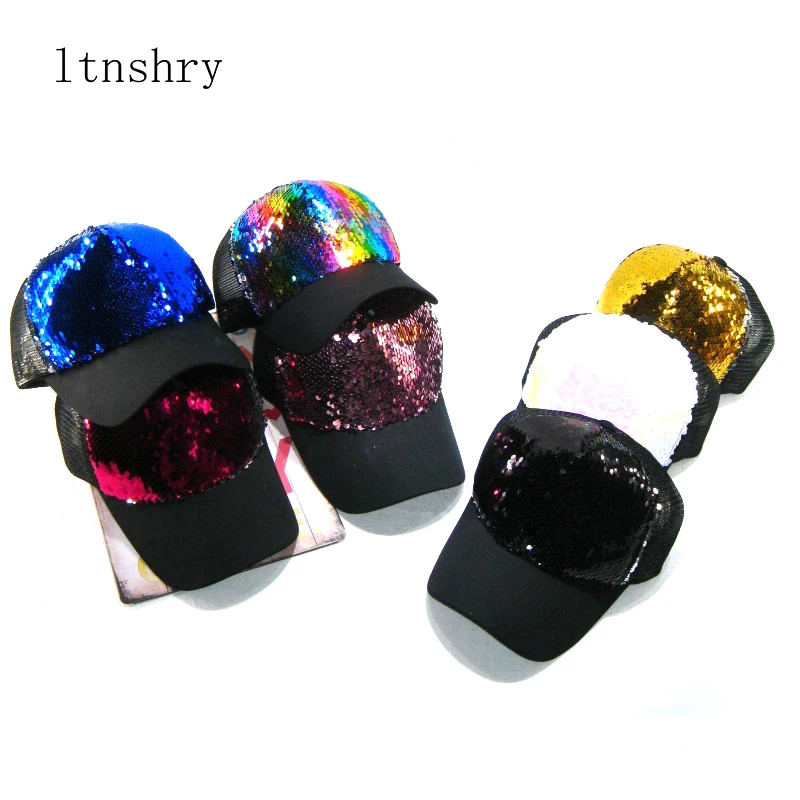 

Women's and Man's Baseball Caps Color change Snapback Sequins Mesh Cap Fashion Hats Sports Paillette Adjustable Summer Gorras