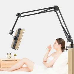 Support de tablette qui s'accroche sur le lit, accessoire de paresseux universel compatible avec les modèles iPad Pro 11 12.9, 2018, 2020, extra bras long pour bureau, marche aussi avec téléphone mobile 