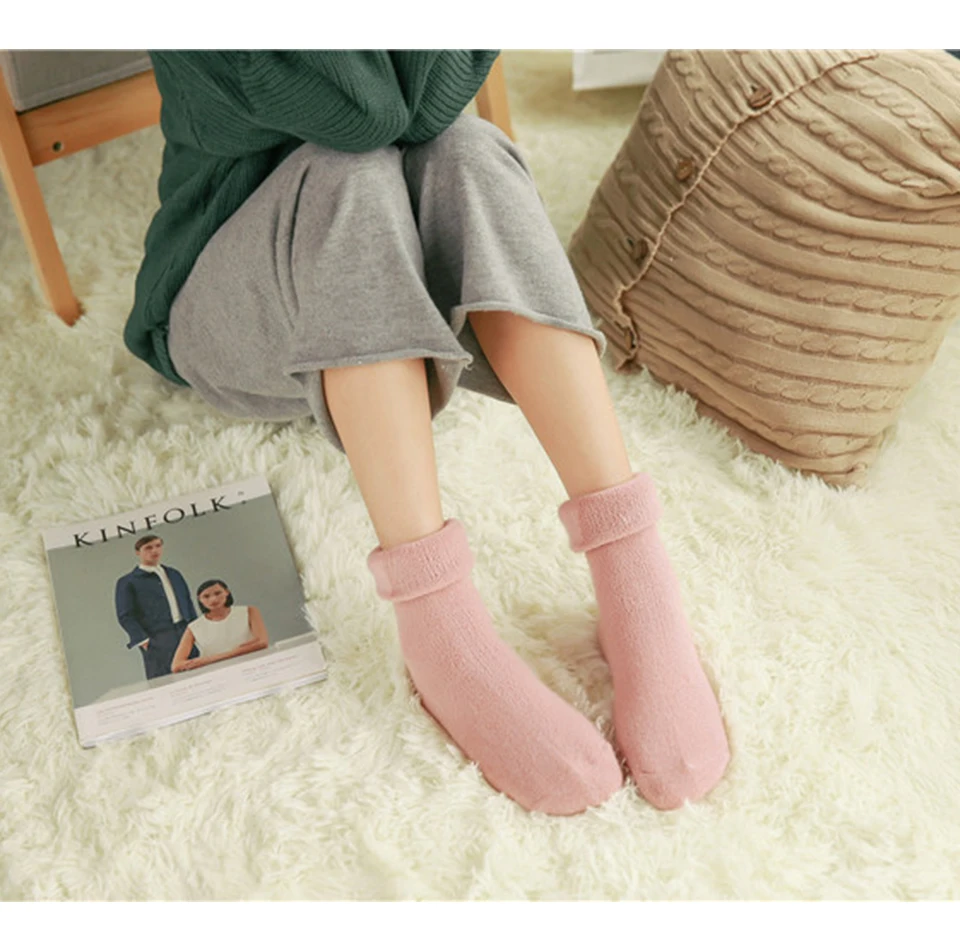 Fashion Hot Double-Layer Casual Home Sock Autumn And Winter Warm Solid Color Terry Thick Towel Floor Men And Women Socks Gift (11)