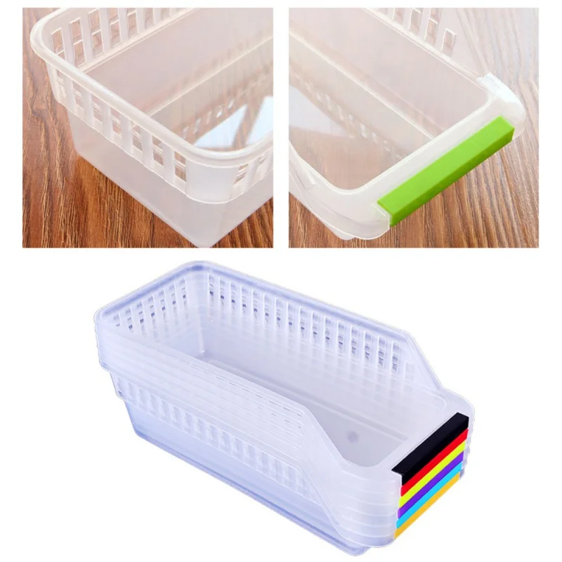 

Transparent Kitchen Plastic Refrigerator Storage Collecting Box Basket Bathroom Finishing Storage Box Random Color