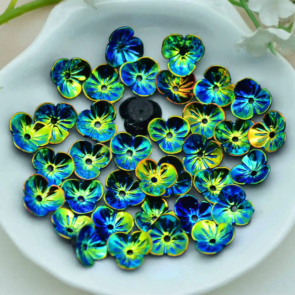50pcs 9mm Black Ab Color Flatback Resin Flowershome Diy Scrapbooking Embellishments Flowersd