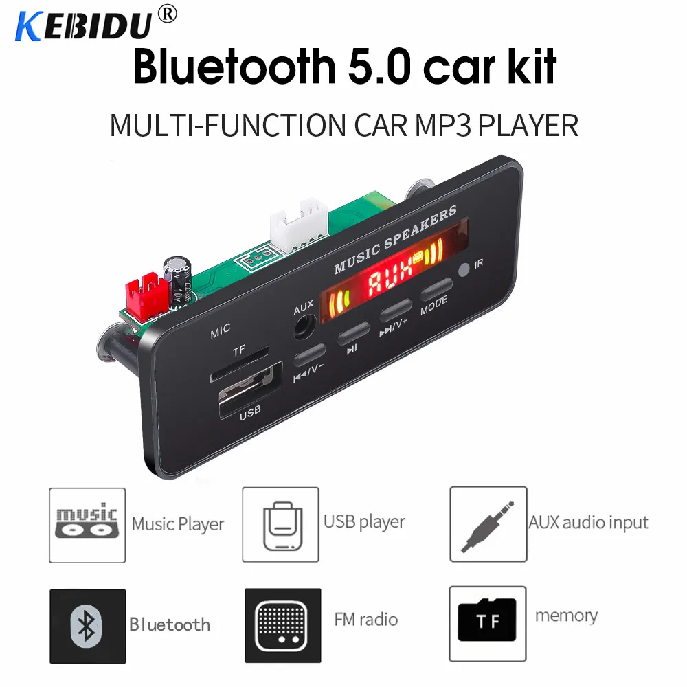MP3 декодер Kebidu Bluetooth 5 0 В 12 плата громкая связь mp3 плеер встроенный модуль