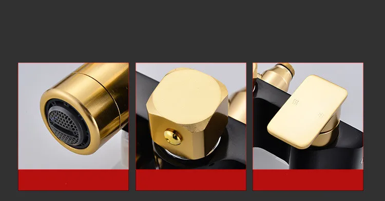 Description Picture 5 of itemBlack Gold Bathroom Square Rain Shower Faucet Set Wall Mounted Space Aluminum Tub Spout Shower System