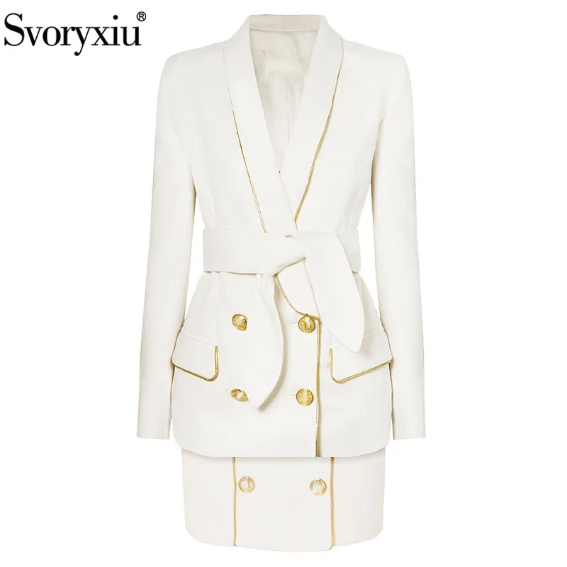 Svoryxiu дизайнерский осенне-зимний офисный женский элегантный костюм с белой юбкой