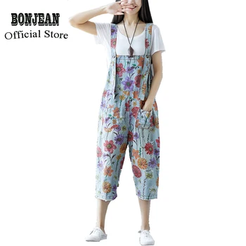 

Womens Denim Suspenders Jumpsuit Rompers Overalls Body Loose Big Oversized Print Cute Vintage Casual Fashion for Spring 2240