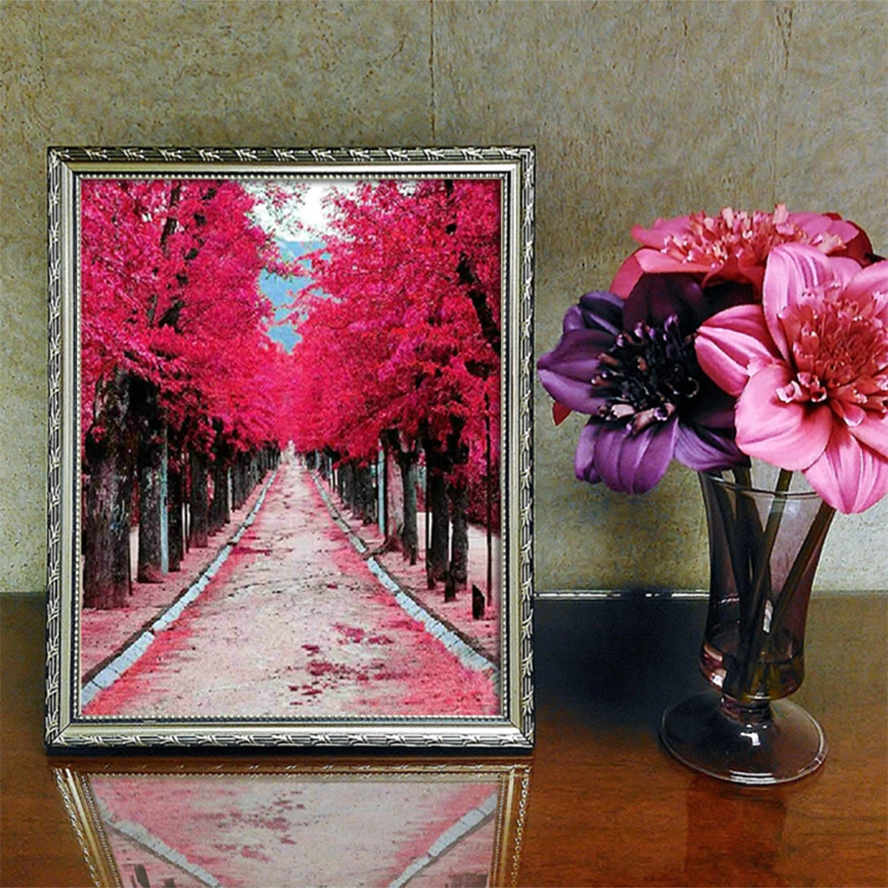 

5D Diamond Painting Cross Stitch Pink Tree Mosaic Gift Diamond Embroidery Full Square Rhinestones Embroidery Home Art
