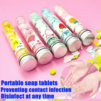 

Portable Disinfection Anti-Bacterial Soap Paper Tablets Bottled Disposable Tab
