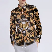 Модная Мужская Дизайнерская рубашка с цветочным принтом, роскошный мужской принт, Camisas, тонкий королевский барочный, Мужская одежда, Клубные вечерние рубашки