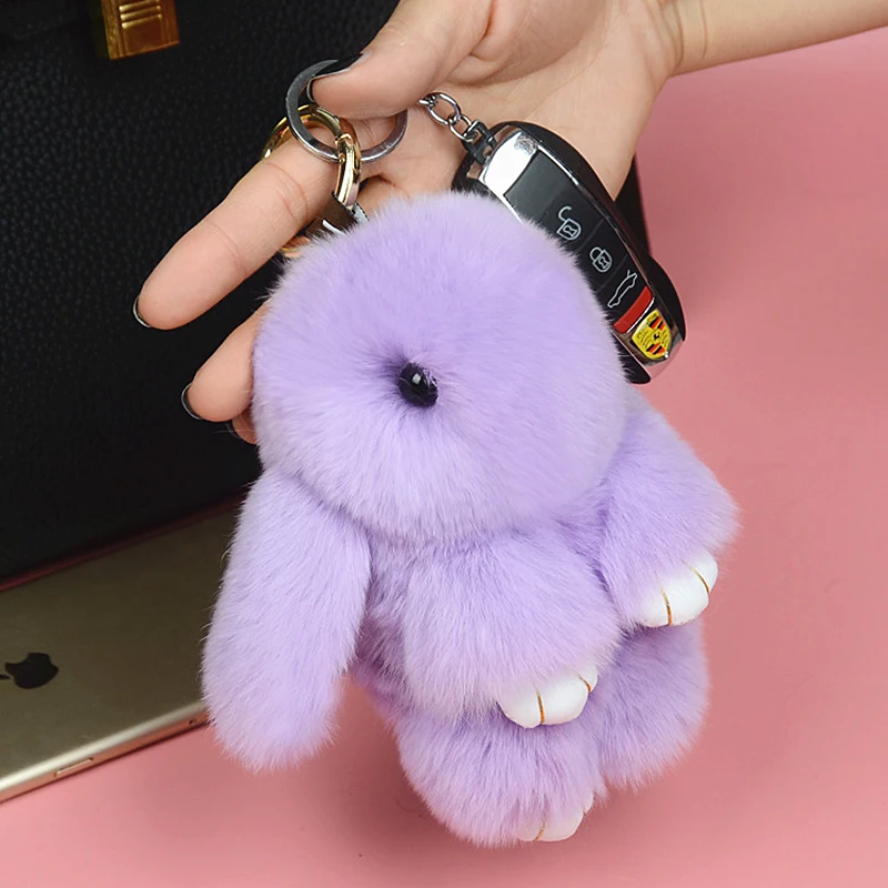 Брелок из кроличьего меха модный брелок с помпонами кроличьим мехом кроликом 14