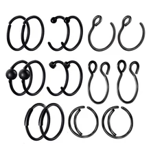 TIANCIFBYJS 3-16 шт 20 г стальное шарнирное кольцо-Кликер кольцо для пирсинга носа обруч для губ уха хряща поддельные зажим для носа серьги набор трагус