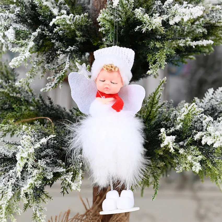 Рождественская Кукла-ангел, Рождественский Декор для дома, Рождественская елка эльфа, кулон, рождественские подарки, декор Noel Navidad, год - Цвет: 01-White A