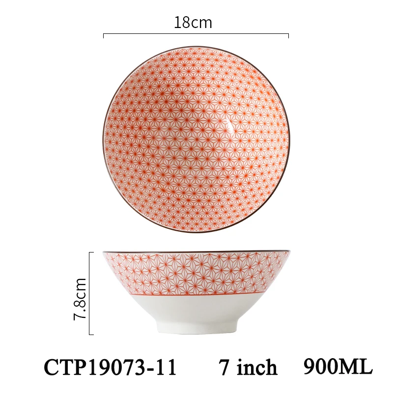 CTP19073-11 Керамическая миска, лапша, суп, рис, мульти-узор, японский простой стиль, посуда, Ретро стиль, для дома, CTP19073 - Цвет: CTP19073-11