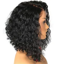 Eseewigs Short Curly Bob Fake Scalp PU silk base lace front Human Hair Wigs for Black Women Density 150 Brazilian Remy Hair