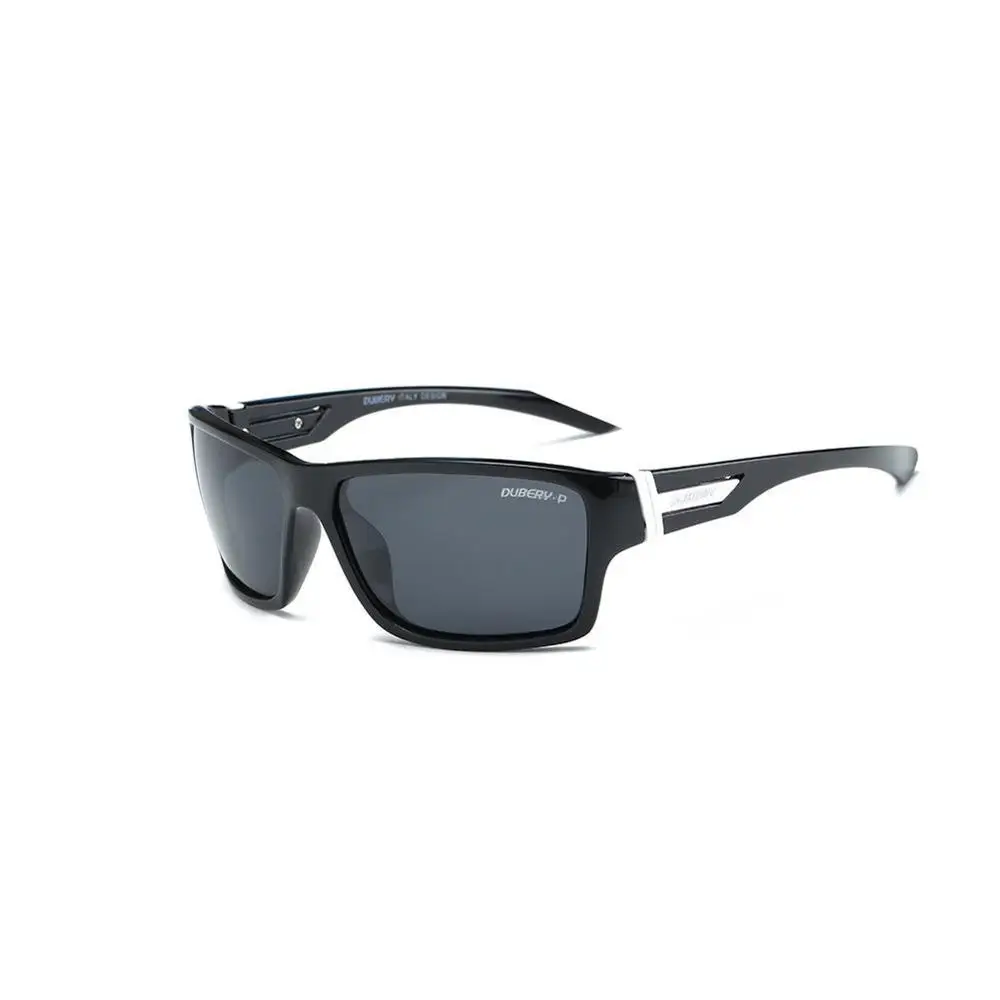 DUBERY, поляризационные солнцезащитные очки, мужские очки для вождения, мужские солнцезащитные очки для безопасности,, роскошные брендовые дизайнерские очки - Цвет линз: Black
