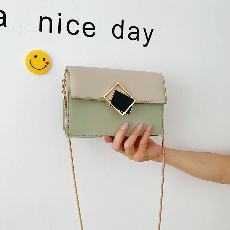

Bag 2019 New Fairy Single Shoulder PU Oblique Cross Bag Korean Version Fashion Girl Chain Small Square Bag Taobao Hot Sale