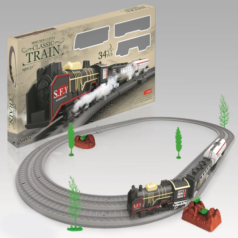 

DIY Assembled Electric Rail Train Model Model Classic Steam Vintage Train CHILDREN'S Toy Set