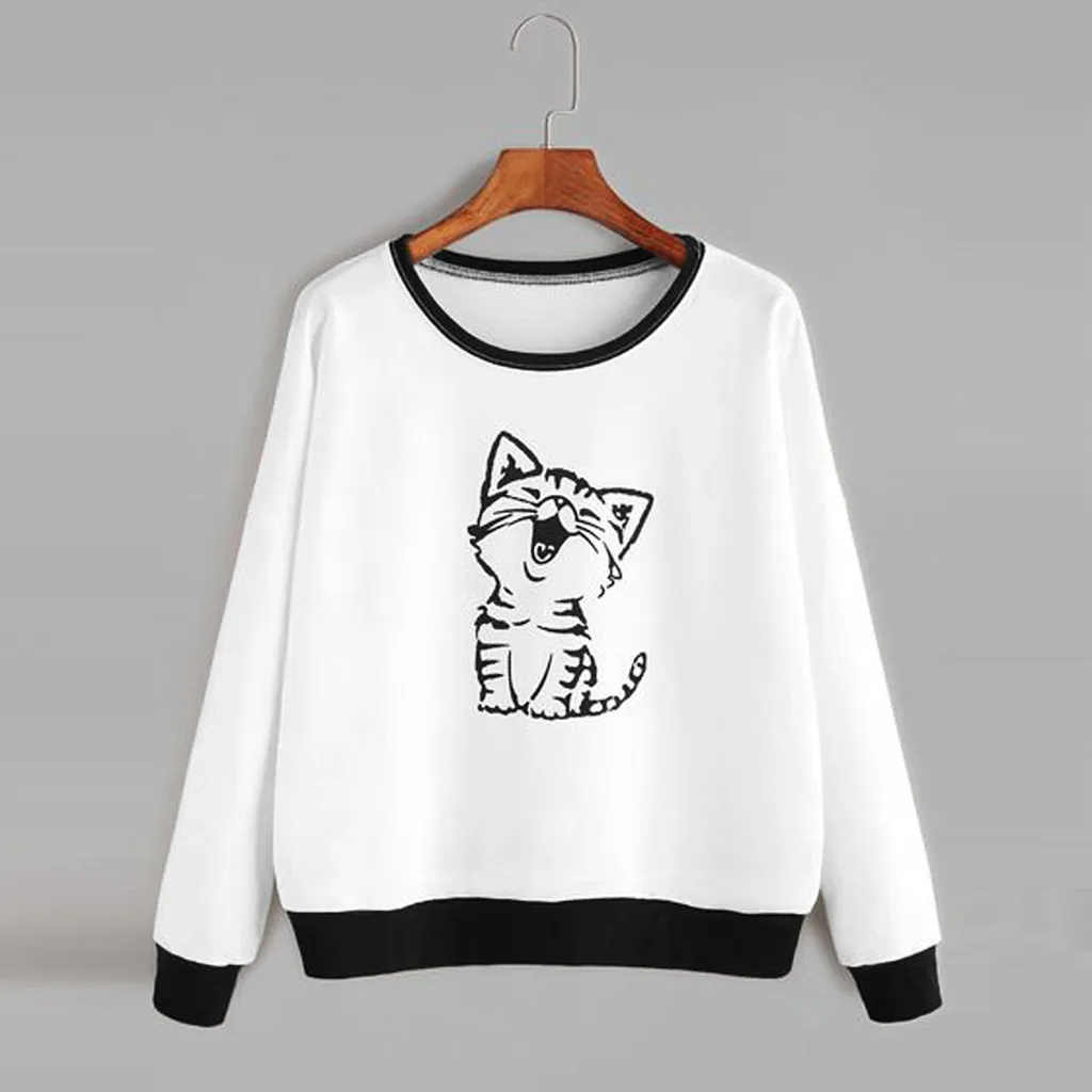 Hoodies Women Autumn 2019 Cartoon animal Print o-neck Harajuku Streetwear Hoodie Hoodies And Sweatshirts Women Pullovers Clothes